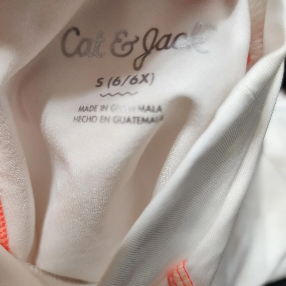 Cat & Jack Swim Shirt Small 6 - 6X Coverup Board Shirt White Beach Summer C374‎